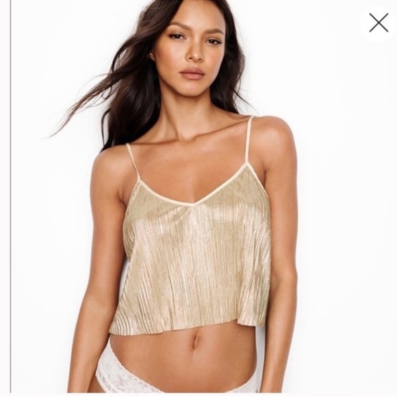 Victoria's Secret Other - xs shimmery rose gold pleated Victoria's
Secret cropped cami / pajama top